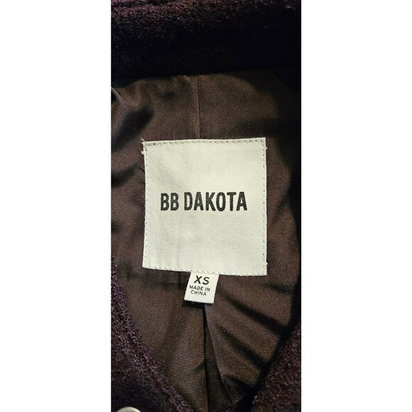 BB Dakota Womens XS Wool Blend Coat Burgundy Zip Closure Zip Pockets Band Collar - Picture 7 of 8